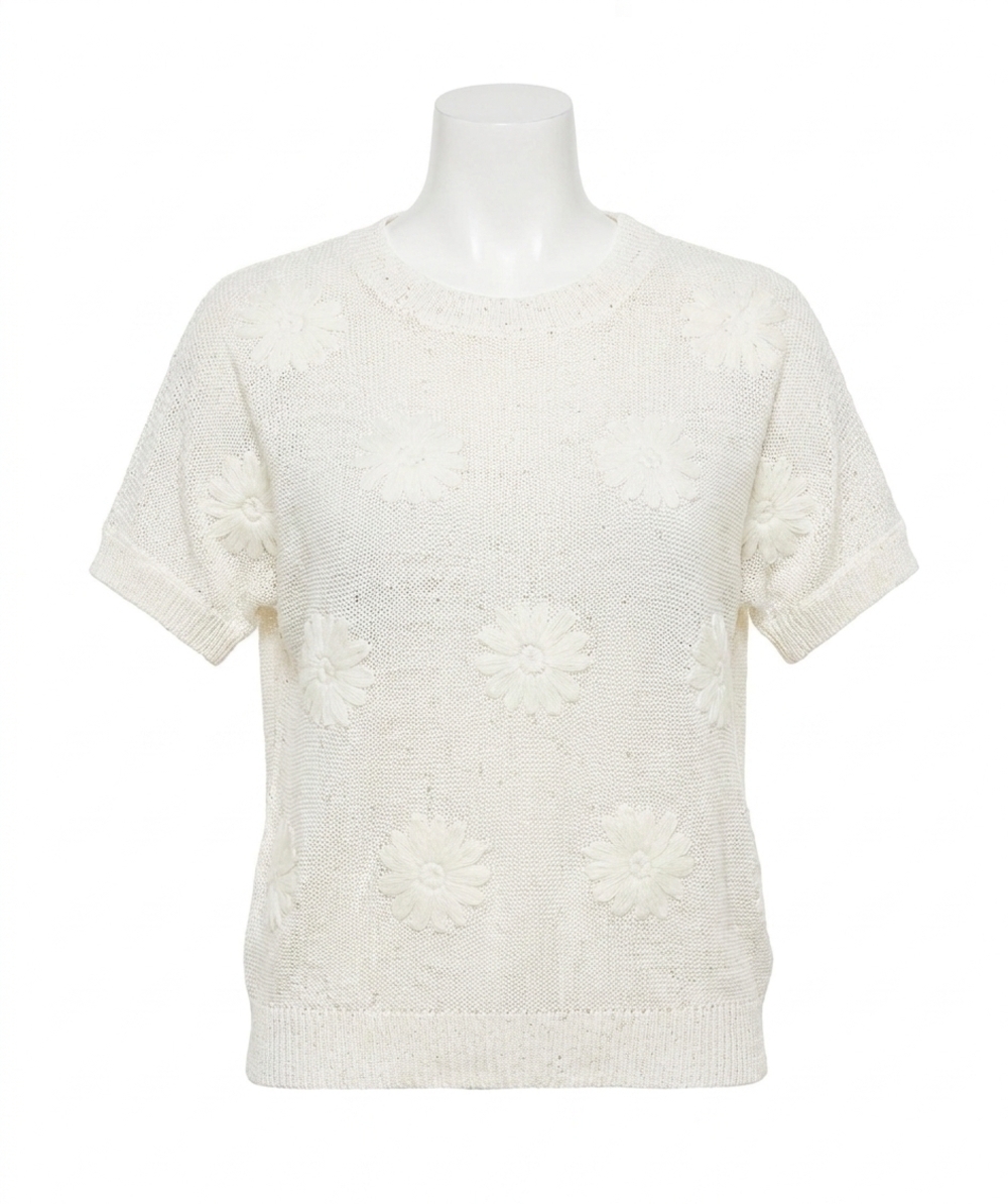 NEW ESQUALO women's senia flowers sweaters in off white